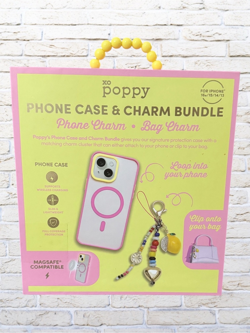 NIB XO Poppy iPhone 16e 15 14 13 Case and Charm Bundle w/ MagSafe Compatibility - Picture 2 of 4